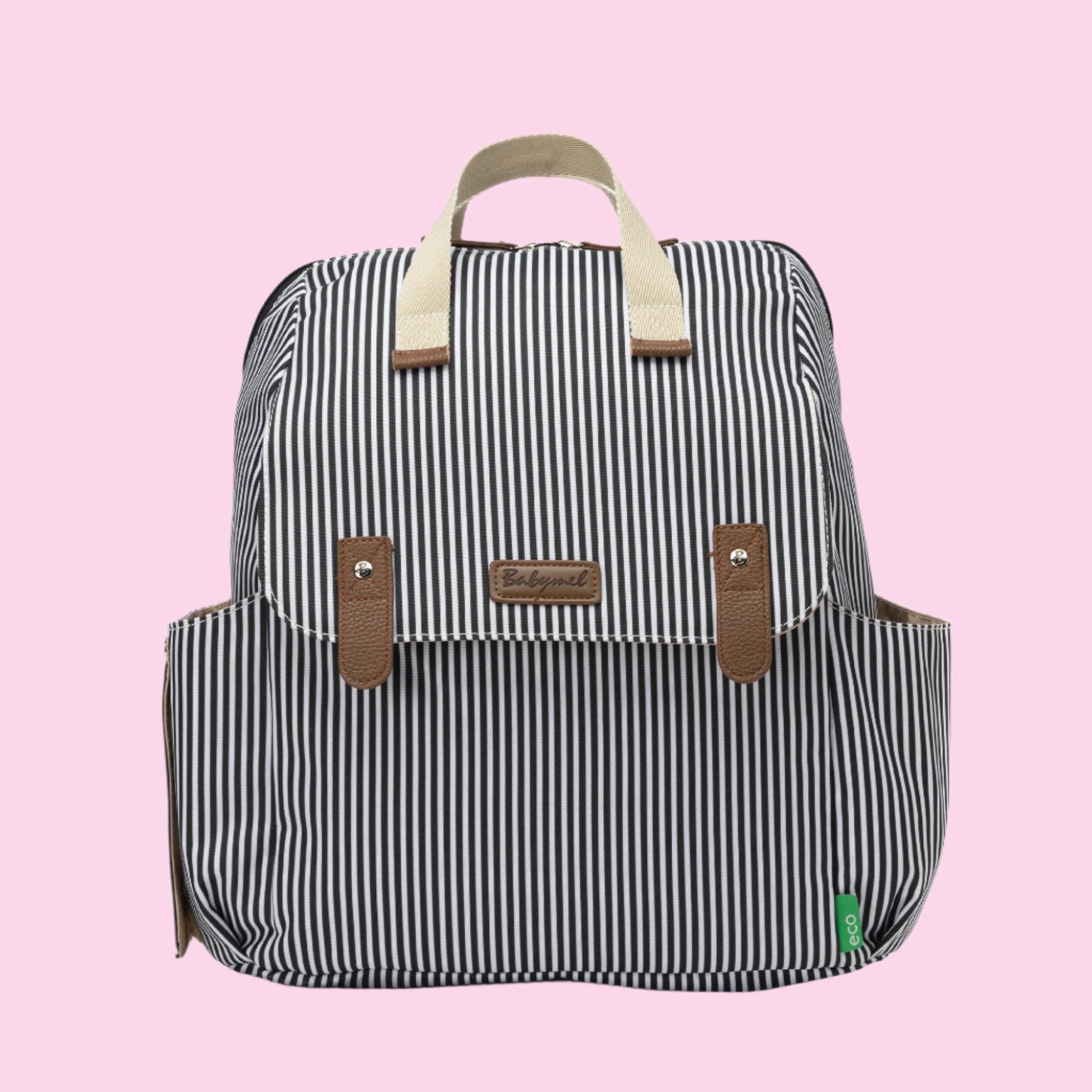 Robyn eco Convertible Backpack Stripe Changing Bags Babymel Babymel London