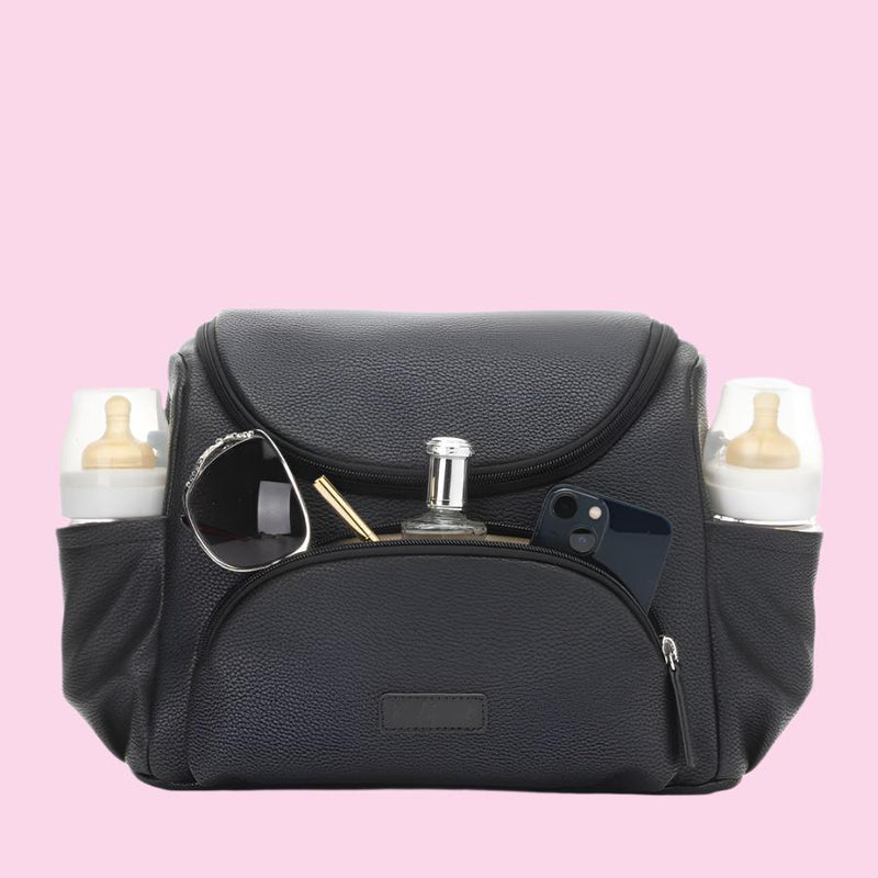 Lenni Vegan Leather Compact Changing Bag Black