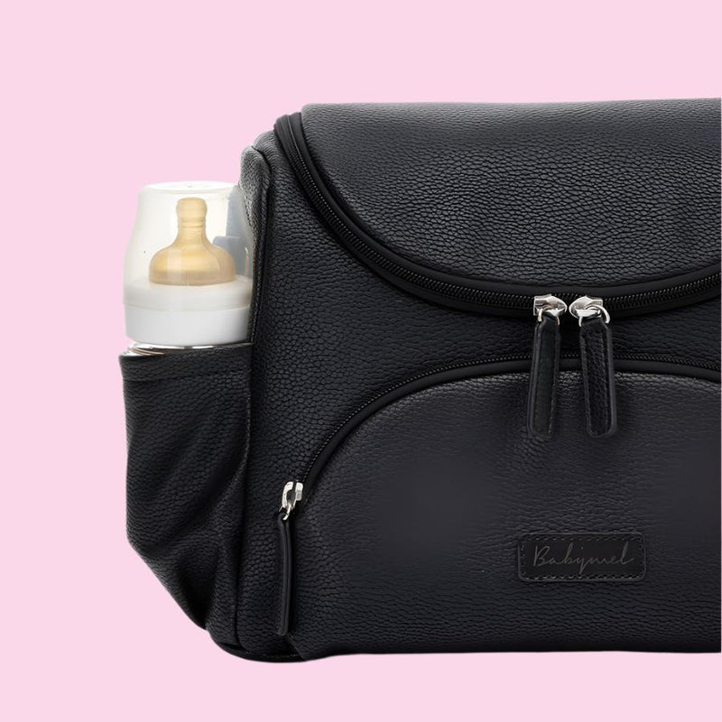 Lenni Vegan Leather Compact Changing Bag Black Babymel London