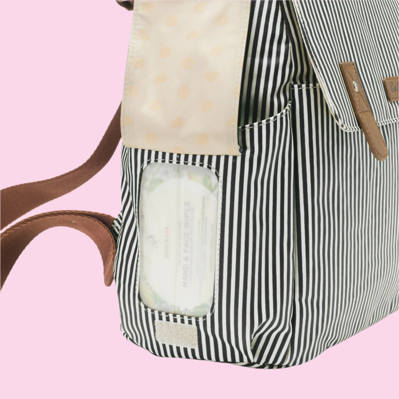 Robyn eco Convertible Backpack Stripe Changing Bags Babymel Babymel London