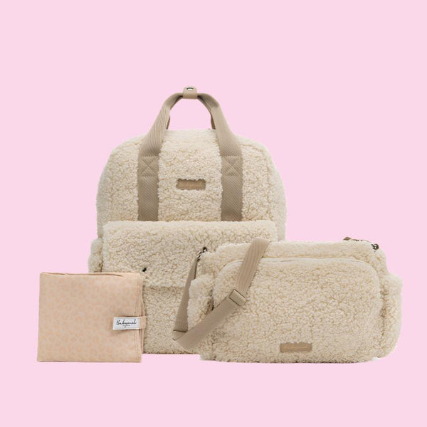 Teddy Backpack & Stroller Bag Cream Bundle