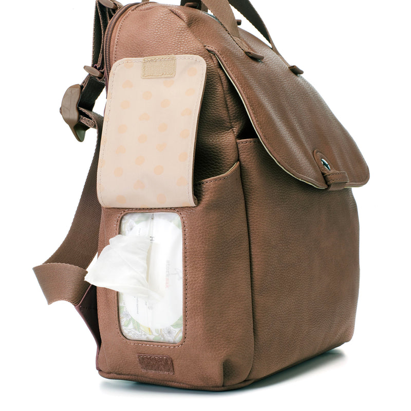 Babymel Robyn Convertible Faux Leather Diaper Backpack Tan